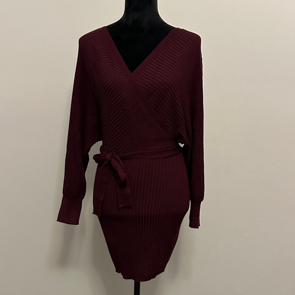 Love Tree Deep Burgundy Long Sleeve Dress